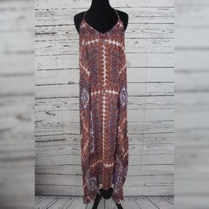 Lucky Brand Tribal Print Boho Chiffon Maxi Dress